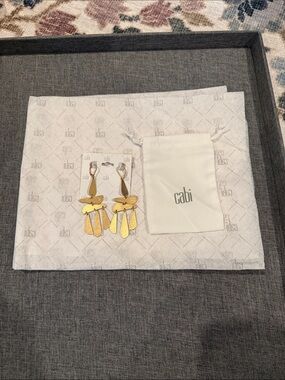 CAbi Chime Weathered Gold-Tone Dangle Earrings; BNWT; Jewelry Bag and Tissue